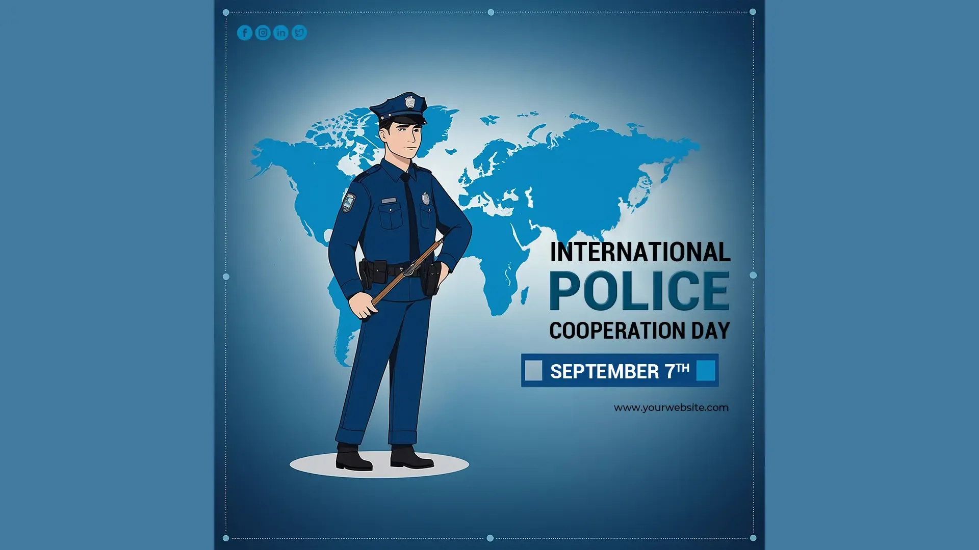 Professional Blue-Themed Police Cooperation Day Instagram Post